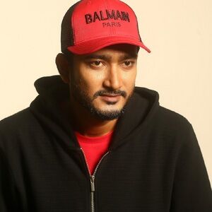 Balmain Red and Black Trucker Hat